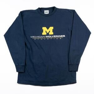Vintage Michigan Wolverines Athletics Long Sleeve Shirt USA Made Mens Medium